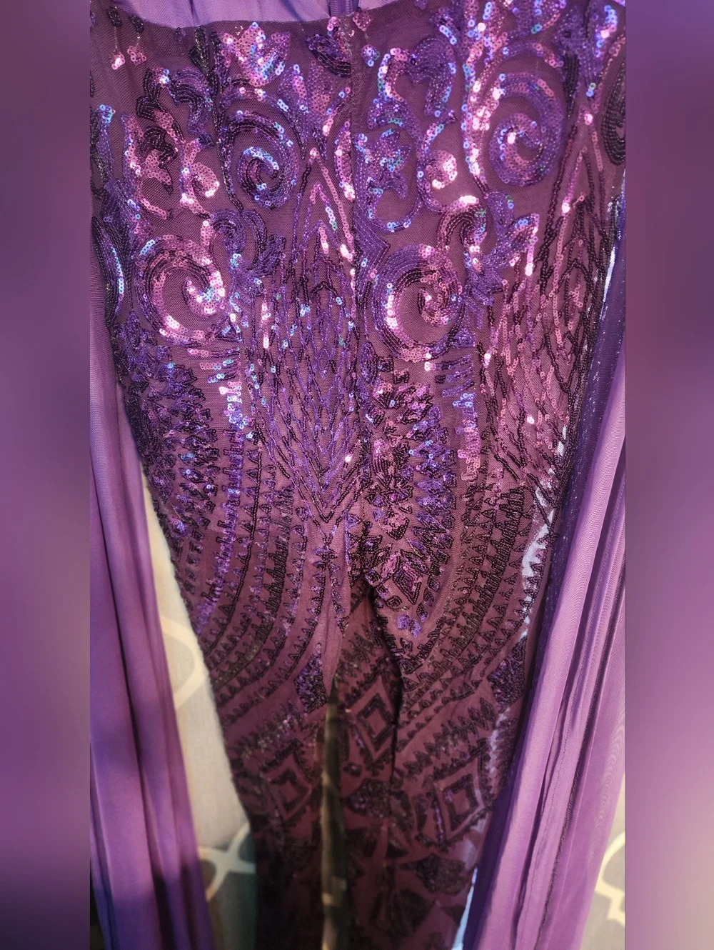 Lavender Purple Sequin Jumpsuit - Picture 4 of 4